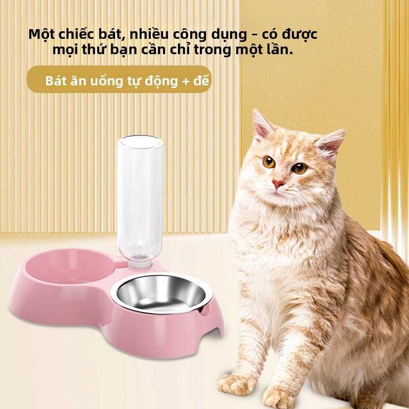 Bát ăn chống tràn kép cho chó mèo- Bát tích hợp thức ăn bằng nước