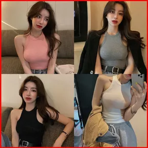 YB1 Áo Xe Tăng Camisoles Liền Mạch Không Dây Cho Nữ Ôm Vừa Vặn Ngắn Cổ Mỏng Bên Ngoài Mặc Không Tay Đáy s