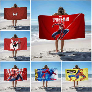 Khăn tắm dệt bánh quế Spider Man, Khăn tắm bể bơi đi biển mềm mại, Quà sinh nhật & kỷ niệm lý tưởng cho trẻ em và người lớn