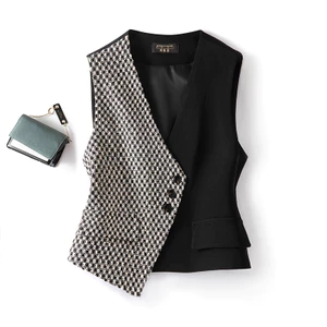 Màu Sắc Phù Hợp Với Cổ Chữ V Vest Nữ Phong Cách Ngắn 2025 Mùa Xuân Thiết Kế Thời Trang Không Đều Áo Vest Thường Ngày Bên Ngoài Trận Đấu 6.4