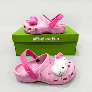 Dép sục nhựa bít mũi hoạ tiết hello kitty hồng nữ, sục trẻ em dễ thương tặng kèm charm trang trí