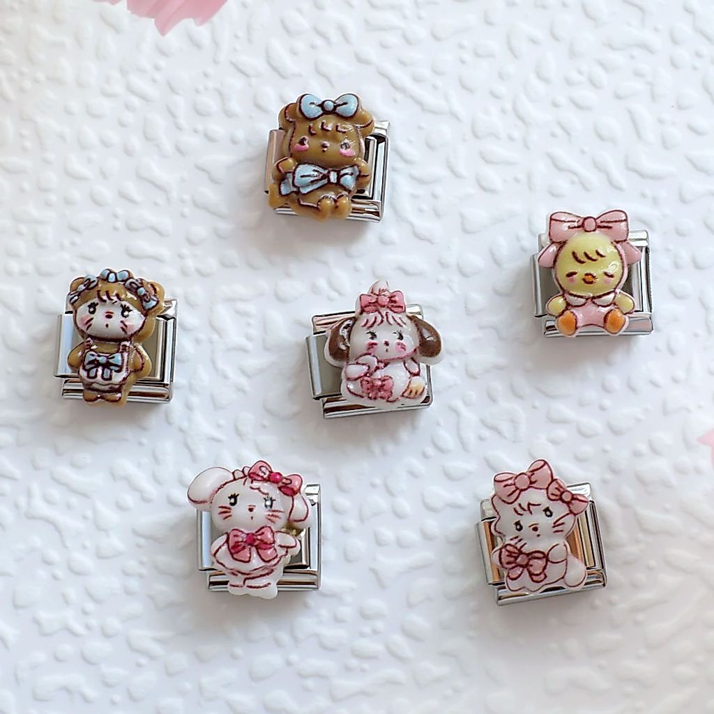 Vòng tay mô-đun Ý bằng thép không gỉ, Vòng tay đàn hồi DIY nhân vật hoạt hình dễ thương, Vòng tay quyến rũ Ý