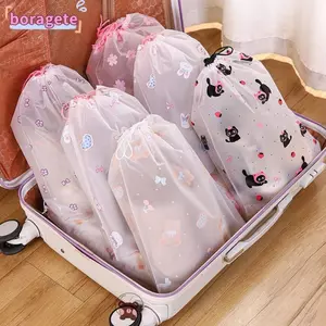 BORAGETE 10 Túi đựng giày, Túi đựng giày chống bụi có thể tái sử dụng chống nước, Bộ sắp xếp giày hoạt hình nhẹ nơ thỏ
