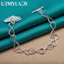 URMYLADY Bạc 925 Trái Tim Tình Yêu Mặt Dây Chuyền Vòng Tay Cho Người Phụ Nữ Cưới Đính Hôn Tiệc Trang Sức Thời Trang