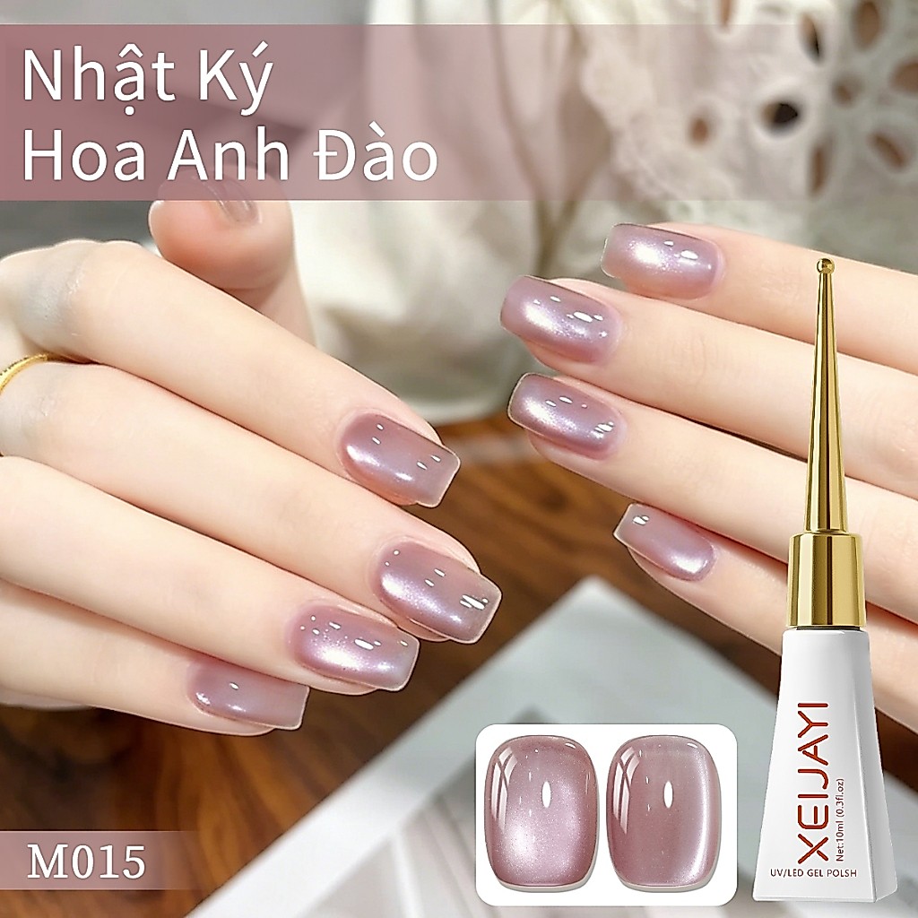 XEIJAYI 10ml-Sơn móng tay gel mắt mèo màu hồng mới bền màu và trắng sáng thích hợp cho tiệm nail