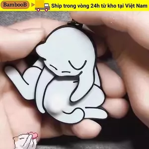 Móc khóa mèo trứng BAMBOOB, Mặt dây chuyền mèo vui nhộn dễ thương có thể xoay được, Phụ kiện túi kéo chơi hoạt hình mèo lừa chơi đồ chơi trứng
