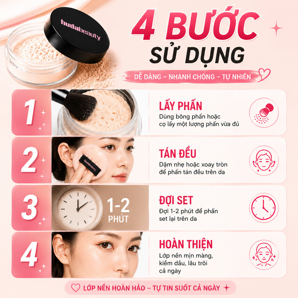 HUDA BEAUTY Easy Bake Loose Baking & Setting Powder 20g | Phấn Phủ Kiềm Dầu Làm Mịn Da Hoàn Thiện Lớp Makeup Chính Hãng
