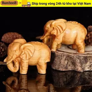 BAMBOOB Gỗ Voi Tượng Nhỏ Khắc Trang Trí Nhà Cửa Xe Trang Trí Bằng Gỗ Thủ Công May Mắn Quyến Rũ