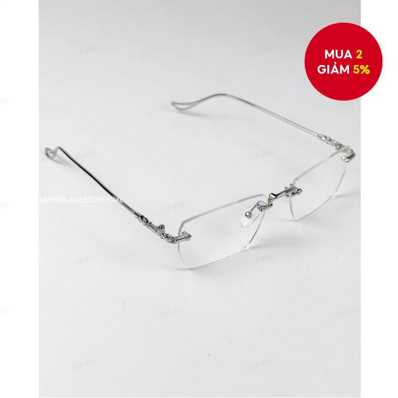Kính đọc sách không vành Kính mắt vát chặn ánh sáng xanh cho nam Retro