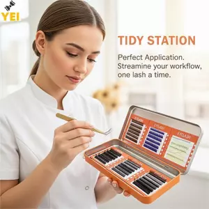 < YEI > Bàn ghép lông mi Di động Bộ sắp xếp lông mi Hộp lưu trữ tiết kiệm không gian Hộp mở rộng lông mi Dụng cụ Studio Lông mi Ra Mới