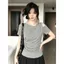 Áo thun ngắn tay đeo vai kiểu dáng không đều Modal dành cho nữ, mùa hè 2026 Phong cách mới Slim-Fit dáng rộng hẹp ngắn quây