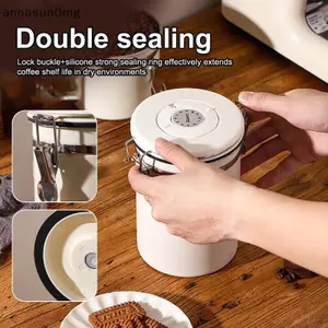 AA Cà Phê Hộp Kín Hơi Van Một Chiều Inox Nhà Bếp Bảo Quản Thực Phẩm Có Ngày Traer Và Muỗng Cho Đất Cà Phê 1.2 1.5 1.8L VN