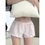 American Hot Girl Low-Waist Nút Nơ Kẻ Sọc Quần Short Nữ Thiết Kế Mùa Hè Chân Dài Quần Short Thẳng