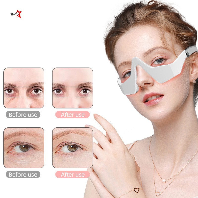 Máy mát xa mắt màu đỏ nén nóng không dây - Dụng cụ làm đẹp để thư giãn mắt