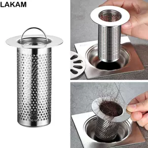 Bộ lọc bồn rửa LAKAM, Lưới lọc thoát nước sàn bằng thép không gỉ chống tắc, Hữu ích có tay cầm Dụng cụ thoát nước chất thải chống thấm nước Dụng cụ chặn tóc thực phẩm Dụng cụ vệ sinh phòng tắm nhà bếp