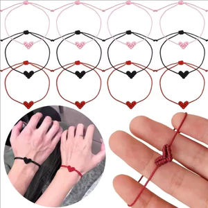 1 / 2 / 4 Chiếc - Vòng Tay Màu Đỏ May Mắn Có Thể Điều Chỉnh Dệt Tay Đan Hình Trái Tim Dây Đỏ Vòng Tay Đơn Giản Cho Nam Nữ Cặp Đôi Người Bạn Thân Nhất Quà Tặng
