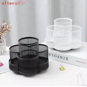 Hộp đựng bút AFTEROF, Hộp đựng văn phòng phẩm Hộp đựng bút 7 ngăn, Lưới kim loại đa chức năng Xoay 360 độ Bàn chải trang điểm Xô lưu trữ