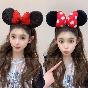 Kim Sa Lấp Lánh Nơ Lớn Đầu Nữ Disney 2025 Phong Cách Mới Dễ Thương Cao Cấp Ngọt Ngào Mặt Lớn Kẹp Tóc Nhỏ