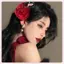 JRP Retro Hoa Hồng Đỏ Hoa Tóc Cho Nữ Nhân Tạo Kẹp Tóc Bên Kẹp Barrette Mũ Đội Đầu Cho Cô Dâu Cưới Phụ Kiện Tóc JRP
