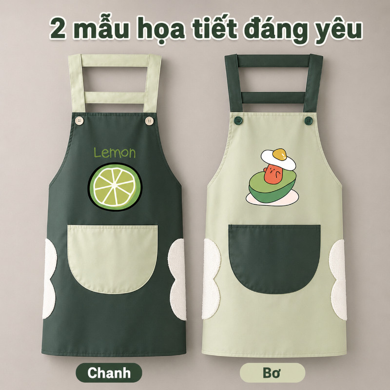 Tạp Dề Nhà Bếp Dễ Thương Chống Dầu Chống Nước, Tạp Dề Nấu Ăn Phong Cách Tây Có Túi Tiện Lợi