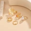 THEGIRL8B 5 Cái / bộ Bộ Nhẫn Mũi Sao Biển, Thiết Kế Vỏ Kim Cương Giả Kẻ Sọc Trang Sức Chân Hoa Nhỏ, Đá Quý Màu Rỗng Mở Nhẫn Ngón Chân Có Thể Xếp Chồng