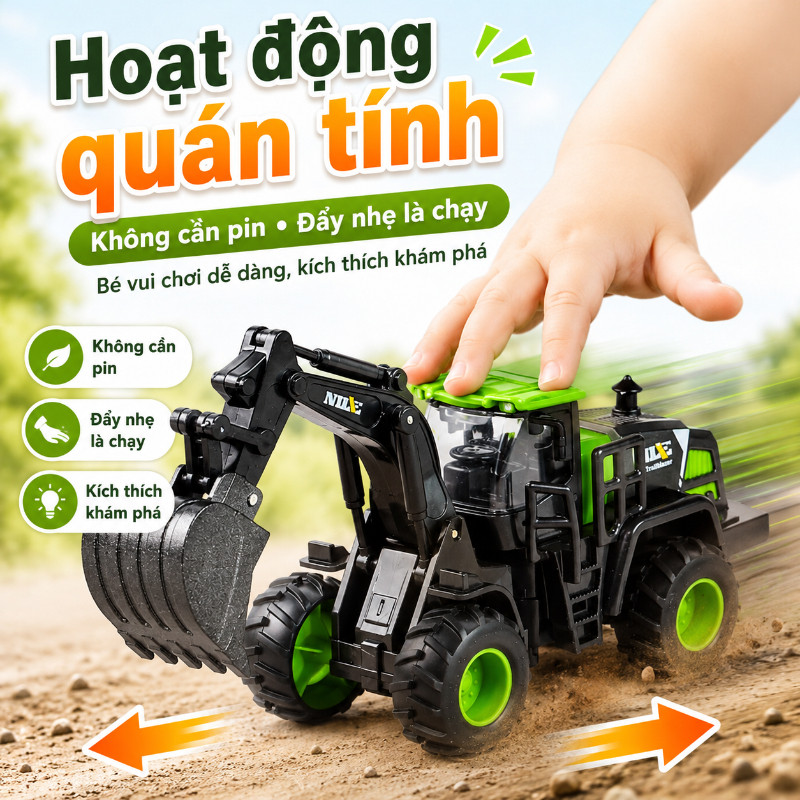 Đồ Chơi Mô Hình Xe Công Trình Hợp Kim Và Nhựa An Toàn – Máy Xúc, Xe Cẩu, Xe Trộn Bê Tông, Quà Tặng Cho Bé Trai