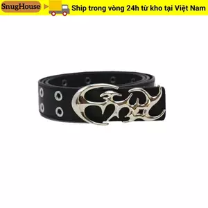 Dây thắt lưng SNUGHOUSE, Dây đai có thể điều chỉnh có khóa rỗng, Dây đeo thắt lưng thông thường bằng da PU Punk Phụ kiện trang trí