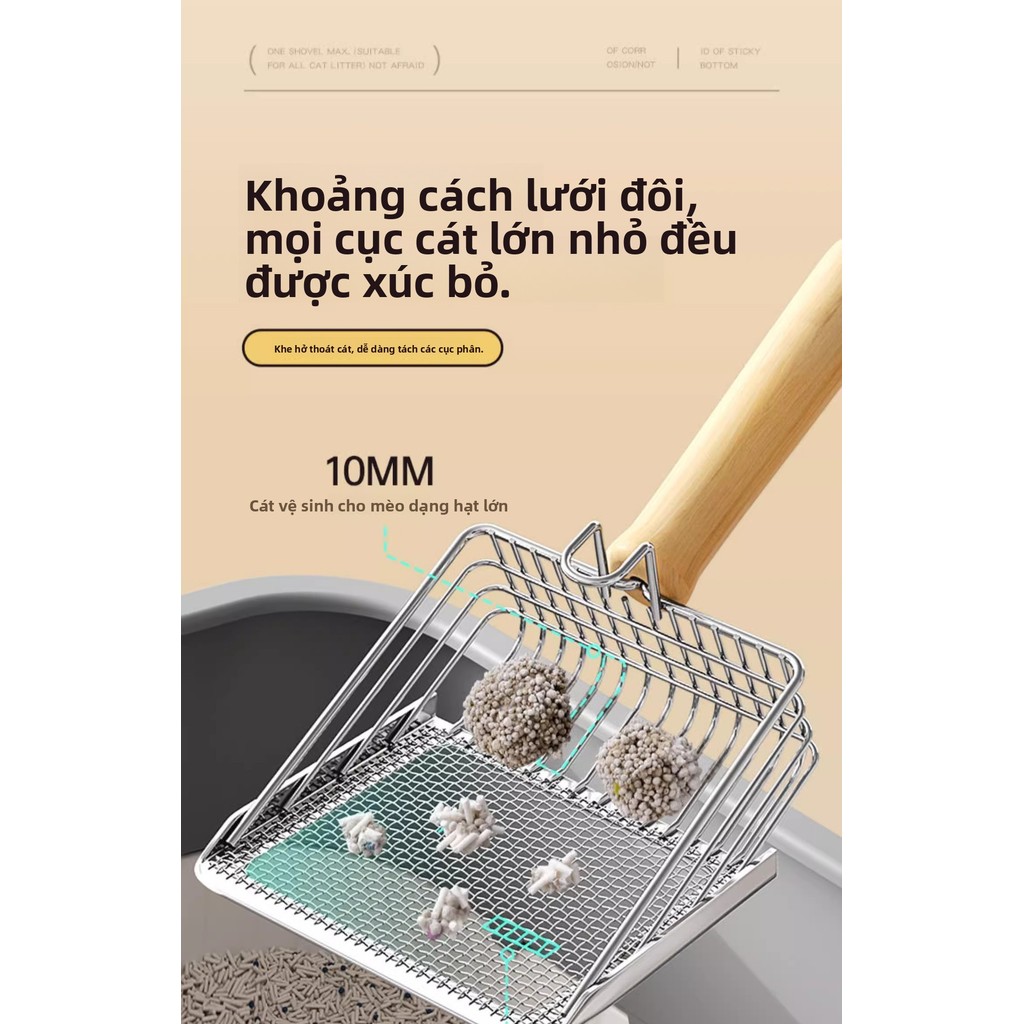 Phiên bản nâng cấp Đầu xẻng đựng rác cho mèo thế hệ thứ sáu Đế chống dính, có thể lọc tất cả các loại cát khoáng và nước đậu phụ