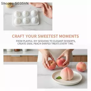 {AKIN} Khuôn nướng bánh silicon đào 6 khoang không gỉ BPA có thể tái sử dụng để làm sô cô la DIY Mousse Kem Jelly Party Làm món tráng miệng {a}