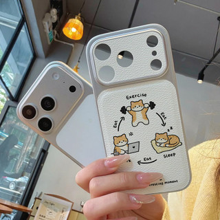 Ốp điện thoại hình mèo "My Life Cycle" ngộ nghĩnh cho iPhone 17 / 16 / Pro Max / 15Plus / 14 / 13 / 12 / 11 / Kết cấu da phủ kim loại Bảo hiểm toàn diện Vỏ bảo vệ dây buộc da và chống sốc