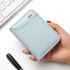 Ví da nam nữ đựng thẻ gập đôi nhiều ngăn da trơn basic thanh lịch MUN STORE VWR42