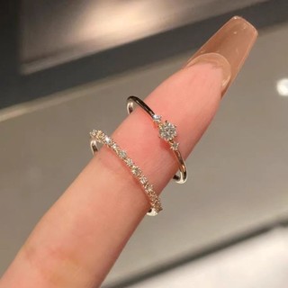 🥰Nhẫn ngón trỏ thanh lịch đơn giản thích hợp đeo chồng, nhẫn vòng siêu mảnh đá lấp lánh phong cao cấp nữ