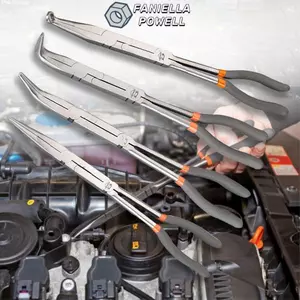 Kìm mũi dài FANIELLAPOWELL, Kìm thẳng chống trượt có tay cầm dài, Kìm mũi thép Carbon đa chức năng 25 / 45 / 90 độ Bent Kỹ sư máy móc