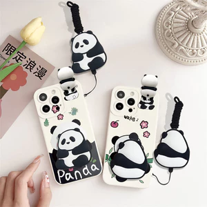 Ốp điện thoại hoạt hình đồ chơi gấu trúc ngộ nghĩnh có dây buộc cho Realme 5S 5i 6i 8s 5 8 6 Pro XT X2 C15 C12 C25S C20A C11 GT Neo Q3 Pro Carnival GT Master Edition Vỏ silicon mềm