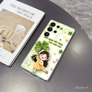Ốp Điện Thoại Mới Clover Girl Bốn Lá Thích Hợp Cho Samsung A13 A05 A03 S23 S24 S25 ULTRA S22 S23PLUS S24PLUS A02S A12 A06 S23ULTRA Vỏ Bảo Vệ Chống Sốc