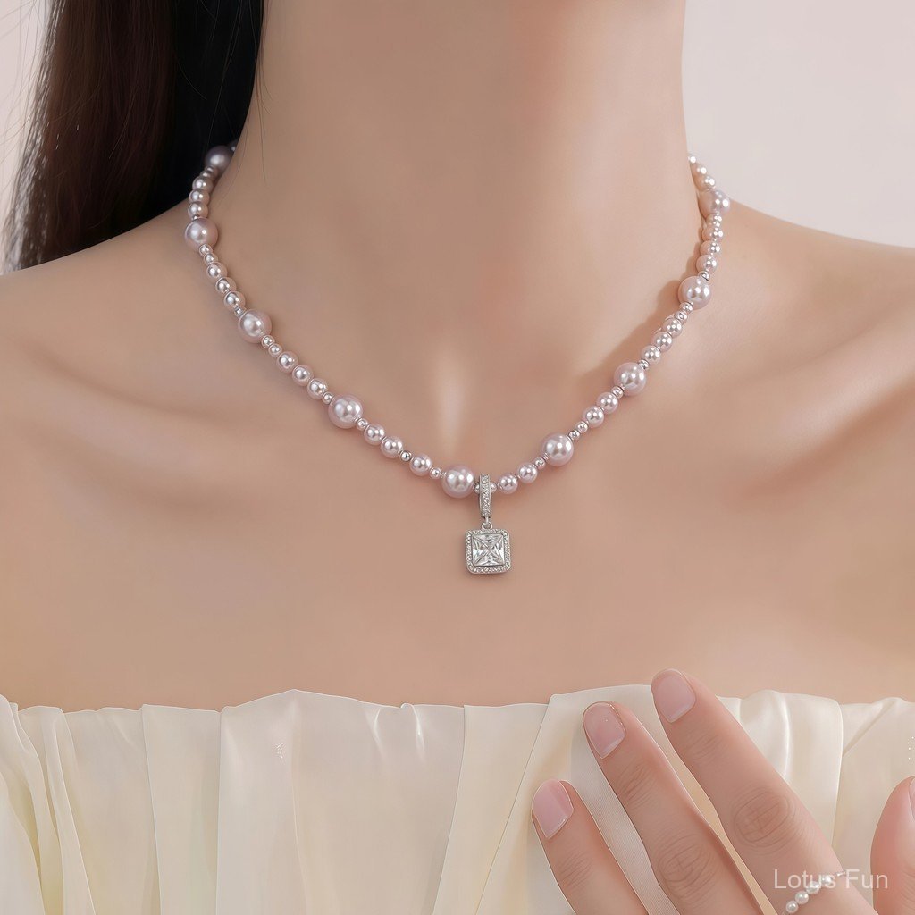 Manta Hoa Hồng Ngọc Trai Vòng Cổ Nữ Ánh Sáng Sang Trọng Cao Cấp Cảm Giác Bong Bóng Khối Đường Xương Đòn Dây Chuyền Vòng Cổ