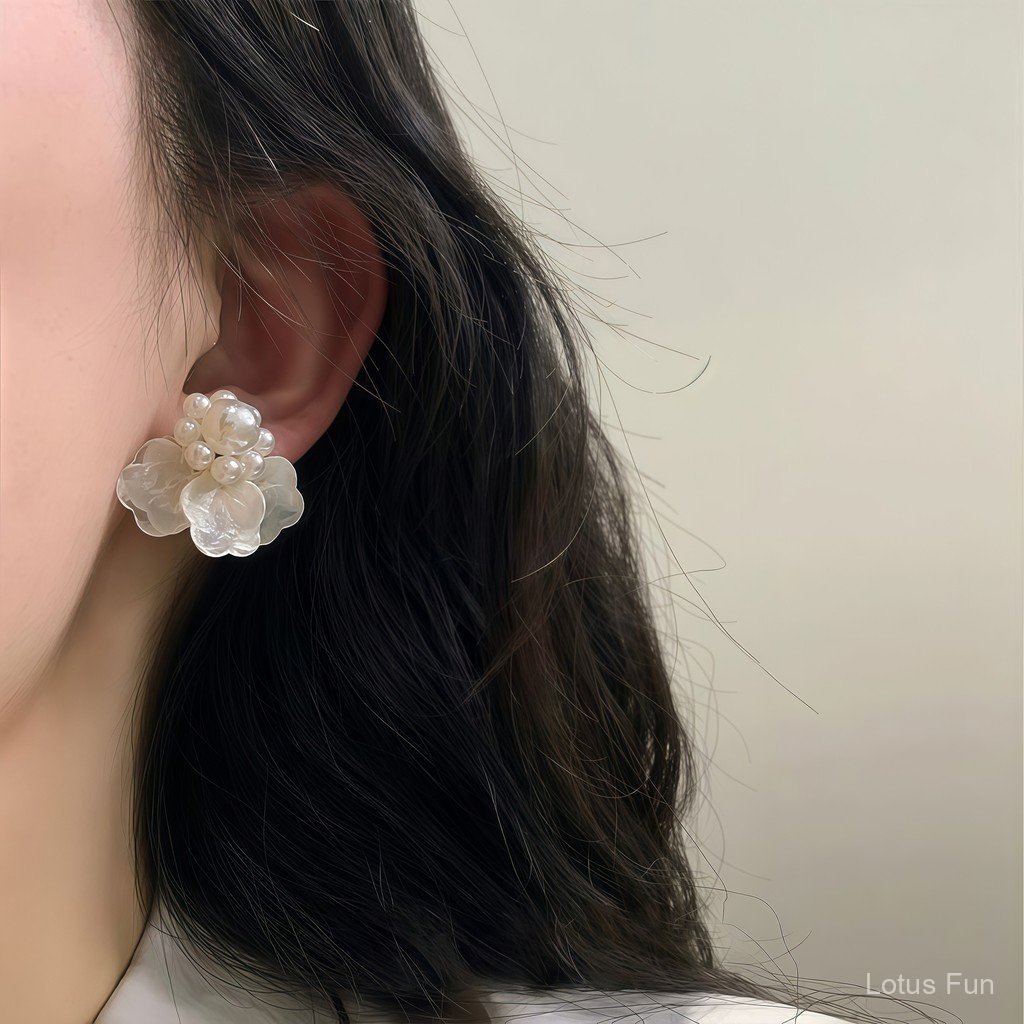 S999 Bạc Kim Phong Cách Nhẹ Nhàng Ngọc Trai Hoa Cụm Bông Tai Nữ Cao Cấp Cảm Thấy Tươi Ngọt Ngào Độc Đáo Ánh Sáng Sang Trọng Tính Khí Bông Tai