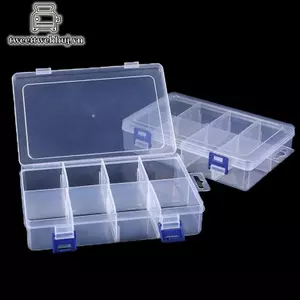 Hộp đựng dụng cụ đa chức năng Nhíp 20 * 13,5 * 4,5cm Lớn 8 Lưới Hộp đựng nhựa Vít Linh kiện điện tử Nhà tổ chức trong suốt VN