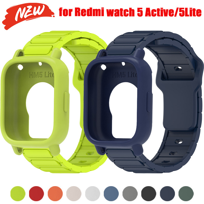 Ốp lưng silicon + dây đeo silicon cho Redmi Watch 5 Vỏ bảo vệ chủ động cho vòng đeo tay Watch 5 Lite
