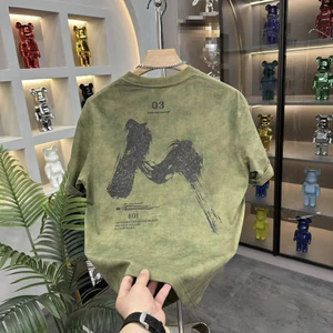 Áo thun ngắn tay in chữ VN, Phong cách Hồng Kông, Hợp thời trang, Ins Casual, Phiên bản rộng rãi, Phong cách Mỹ, Nam, Phong cách mới mùa hè 2025, Bán buôn