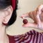 Bông tai bóng đôi màu tương phản thời trang dành cho nữ Khuyên tai phổ biến sang trọng