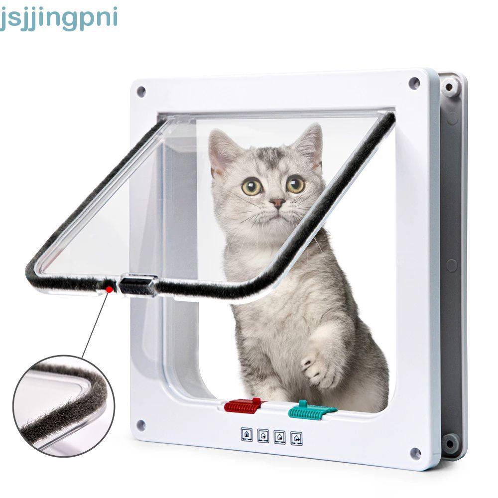 JSJJING Cửa Mèo Chống Thời Tiết Lắp Đặt Dễ Dàng Với Khóa An Ninh 4 Cách Vào Ra Chất Liệu ABS 4 Kích Cỡ Đồ Dùng Cho Thú Cưng