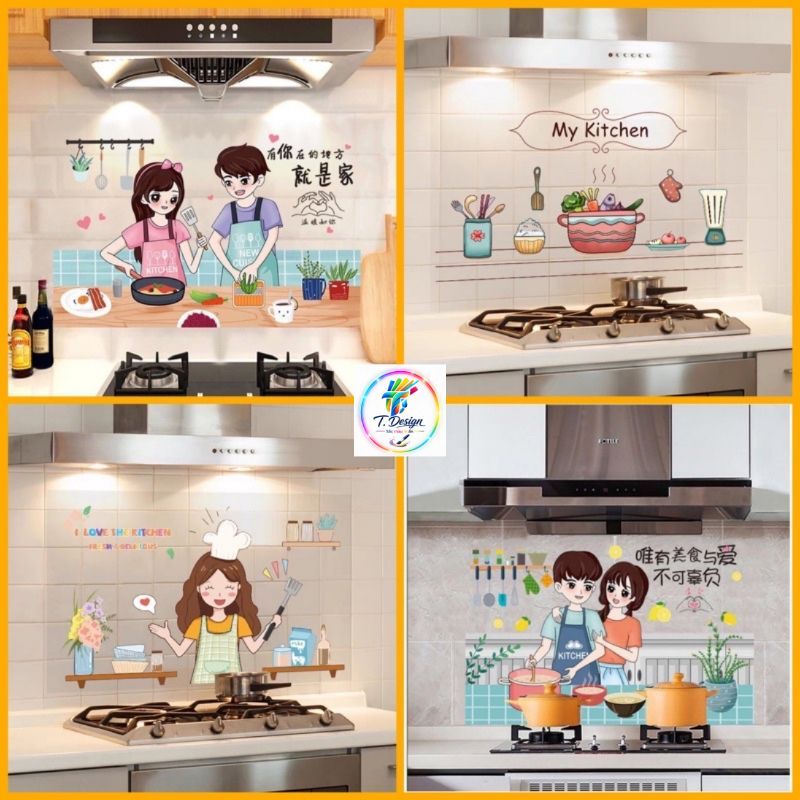 Decal dán bếp cách nhiệt, chống dầu mỡ, kích thước 60x90cm, bảo vệ tường bếp hiệu quả.