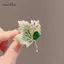 AqToCna Tinh Tế Sang Trọng Lá le Trâm Dành Cho Nữ Cảm Giác Cao Cấp Kim Cương Giả Corsage Phù Hợp Với Ve Áo Chân Quần Áo Phụ Kiện Quà Tặng AqToCna
