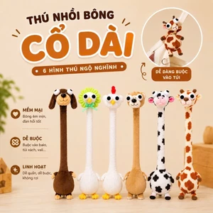 Đồ Chơi Thú Bông Cổ Dài Bóp Mềm Xả Stress, Phụ Kiện Charm Gắn Túi, Balo Vui Nhộn