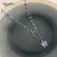 AqToCna Lãng Mạn Xanh Pha Lê Bướm Nelace Dành Cho Nữ Cô Gái Đơn Giản Sáng Bóng Zircon Bilayer Choker Xương Đòn Dây Xích AqToCna