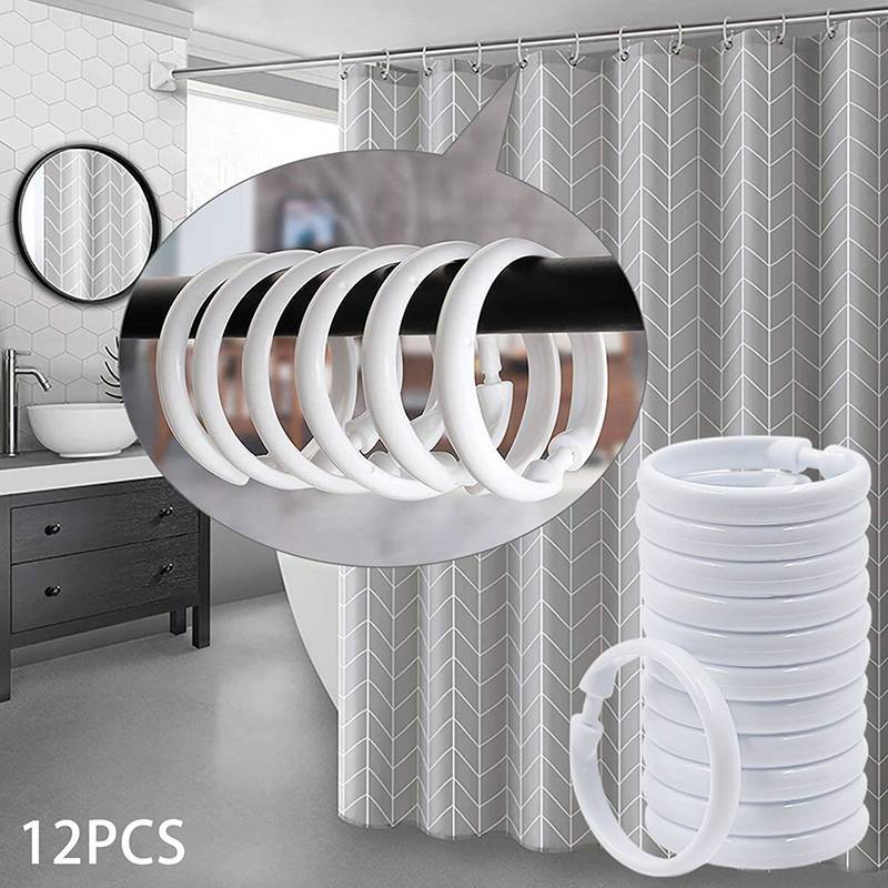 CMinYP bộ 12 vòng rèm mở tròn, kẹp rèm tắm cho rèm và thanh treo, Glory