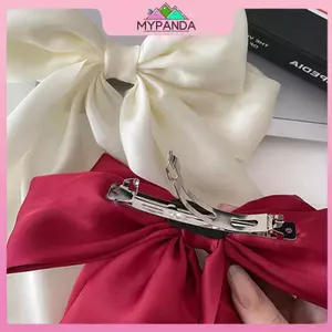 MYPANDA Nơ Ruy Băng Kẹp Tóc Mũ Đơn Giản Thanh Lịch Satin Mùa Xuân Kẹp Tóc Cố Định Kẹp Tóc Retro Mũ Đội Đầu Phụ Kiện Tóc Đỏ.