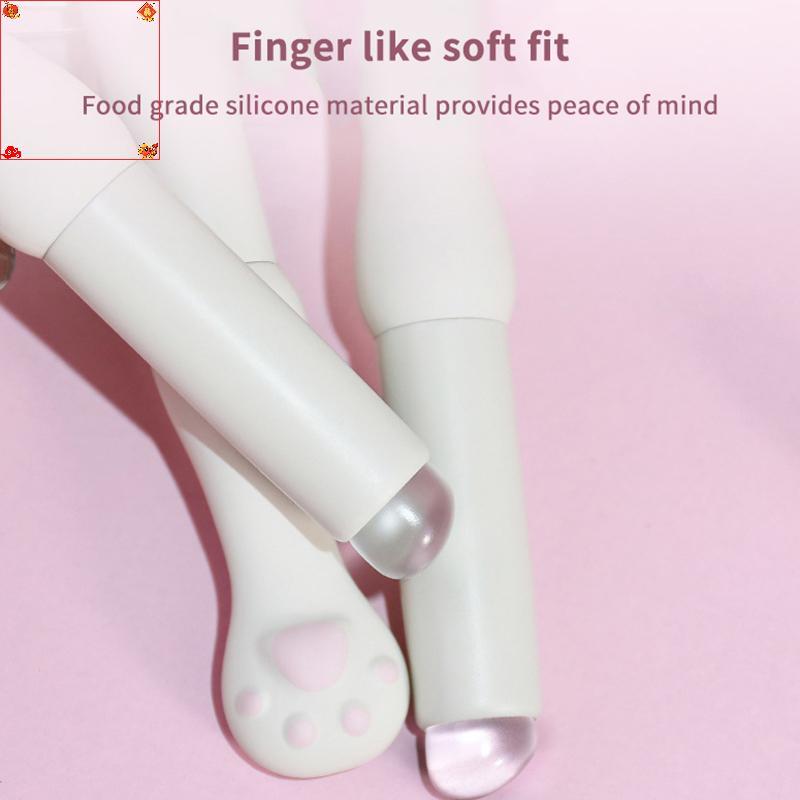 [Loveshoping1] Bàn chải trang điểm môi silicon có nắp, đầu vát, dùng che khuyết điểm, đầu cọ hình chân mèo