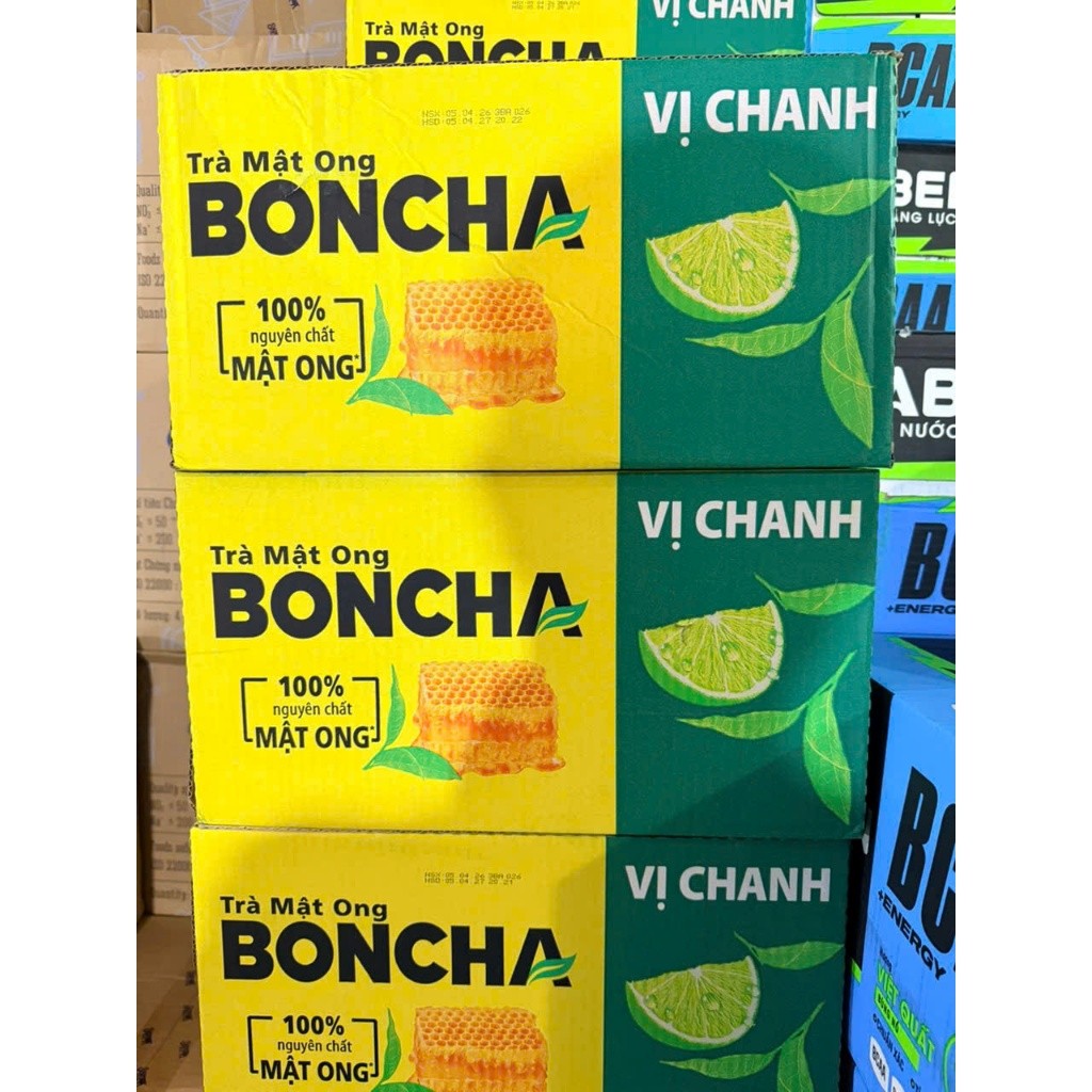 Thùng 24 chai trà mật ong Boncha vị chanh 450ml